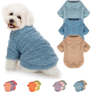 Dog Sweater, 3 Pack Sweaters for Small Dogs Girl, Dog Clothes for  Dogs Male or Boy, Ultra Soft and Warm Puppy Coat for Winter Christmas (Small, Light Blue+Blue+Khaki)