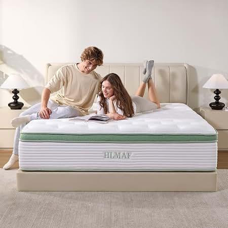 Queen Size Mattress 12 Inch, Hybrid Mattresses in a Box, Medium Firm Indiv Pocket Springs Fiberglass Free Breatlab Stress - Relieving