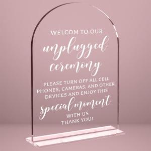 Wedding Sign Decor, Unplugged Ceremony Sign for Wedding Bridal Shower Decorations, Wedding Table Acrylic Signs Accessories for Anniversary and Event 5x7 Inch
