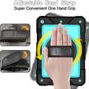 LTROP Case for iPad 9th/ 8th/ 7th Generation (2021/2020/2019), Shockproof 10.2 iPad Cover with Shoulder Strap Pen Holder Swivel Stand, Light Blue/Black
