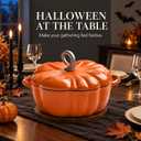 Pumpkin Cocotte, Dutch Oven Pot With Lid,Cast Iron Cooking Pot,Non Stick Pumpkin Pot,Stew Soup,Serves 3-5,Halloween Thanksgiving Decor Gift (Orange)