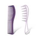 2pcs Wide Tooth Comb, Wide Tooth Comb Shark Teeth Big Detangling Comb Large Tooth Comb for Curly Wet Wavy Thick Hair Wigs Barber Salon Women Men Hairstyle (Purple)