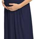 Xpenyo Maternity Maxi Dress Women Casual Wrap Long Baby Shower Pregnancy Dresses (Blue, XXL)