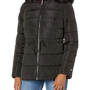 TOMMY HILFIGER Women's Fur Hooded Short Puffer Jacket with Cinched Waist
Size L