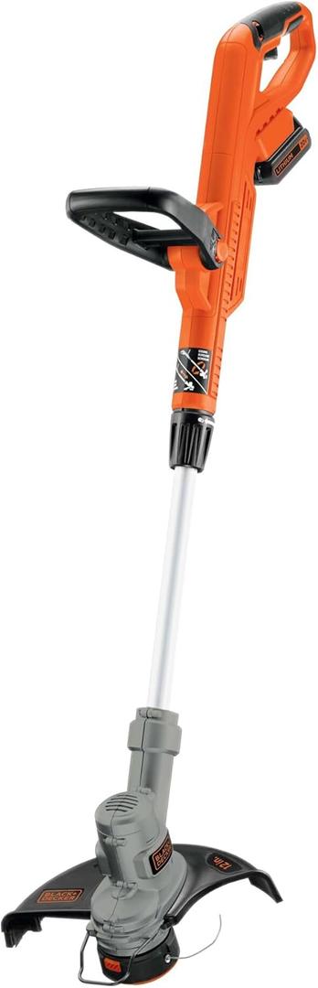 BLACK+DECKER 20V MAX String Trimmer and Edger 2 in 1, Cordless Weed Wacker with Auto Spool Feed, Battery and Charger Included, 12 Inch Steel Deck, Reduced Vibration (LST300), One Size