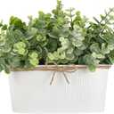 Dahey Fake Eucalyptus Plants Indoor for Farmhouse Home Decor Artificial Faux Plants in Rustic Rectangular Pots Table Centerpiece for Bathroom Office Living Room Shelf Laundry Decor, 7" L x 4" H