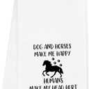 Dog and Horse Lover Towels Gifts for Women, Funny Dog and Horse Towels for Kitchen Bathroom Decor (16x24 inches)