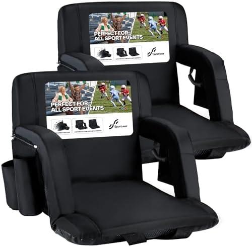 Amazon.com: Sportneer Stadium Seats with Back Support: 2.5'' Thick Comfy Cushion 6 Adjustable Angle Bleacher Seat with Armrest - 2 Large Pockets, 2 Cup Holders Stadium Chair for Sport Events Concerts Parks : Sports & Outdoors