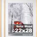 Egofine 22x28 Solid Wood Poster Frames Matted for 18x24 Set of 2 Natural Wood - with Acrylic Plexiglass Front, Hanging Picture Frames Vertically or Horizontally