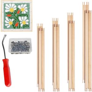 16 Pcs 4 Sets Stretcher Bars for Needlework Canvas Stretcher Bars 10 Different Size Combinations Embroidery Stretcher Bars for Cross Stitch Frame Set with Thumbtack and Remover Tool(Small Size)