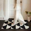 GRANNY SAYS Door Mat, 32" x 20" Welcome Mat Outdoor Rugs Non-Slip, Dirt Absorb Front Door Mat Outside Entrance, Low Profile Inside Floor Mat, Rugs for Entryway Indoor, 3D Black & Beige 1'8" x 2'8" (Rectangular)