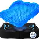 Thicken 19.7in Seat Cushion Gel, Large Cooling Seat Cushion for Long Sitting, Cushion for Wheelchair, Pressure Relief Cushion Seat for Office Chair, Chair Seat Pads for Car Desk Chair Kayak Stadium (Blue)