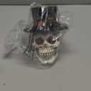 Halloween Skull Decorations Outdoor Solar Light, Spooky Red Eyes Skull Figurine with Hat & Black Cat, Skulls Halloween Decor for Yard,Lawn,Party,Garden & Graveyard