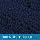 H.VERSAILTEX Bath Mats for Bathroom Non Slip Extra Thick Chenille Striped Bath Rug 24" x 36" Absorbent Non Skid Fluffy Soft Shaggy Rugs Washable Dry Fast Plush Mats for Indoor, Bath Room, Tub - Navy