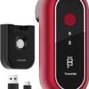 Canslab Turbo - Auto Shut Off Rechargeable Electric Can Openers - LED Battery Display USB Automatic Can Opener for Kitchen for Seniors with Arthritis - One Touch Side Cut Can Opener Smooth Edge, Red