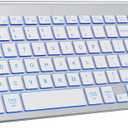 SABLUTE Wireless Keyboard with 7 Colored Backlits, Rechargeable Silent Compact Cordless Computer Keyboard with Low Profile Quiet Light Up Keys for Windows, PC, Linux, Chrome, Mac (Silver)