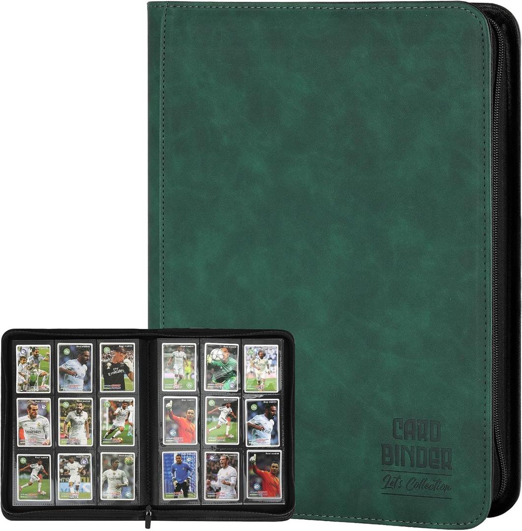 Trading Card Binder, Premium 9 Pocket Double Sided 540 Pocket PU Card Collection Binder, Collectible Trading Card Albums for MTG, TCG, Sport Card, Game Cards (Dark Green)
