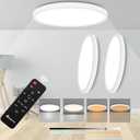 Flush Mount Ceiling Light Fixture with Remote, 12inch 24W LED Ceiling Light, Dimmable Lights for Bedroom with Night Light, Modern Ultra Thin Wired Lamp for Bedroom Living Room(White 2 Packing)