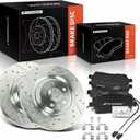 A-Premium 12.99 in (330 mm) Rear Drilled and Slotted Disc Brake Rotors + Ceramic Pads Kit Compatible with Select Audi Models - S4 2010-2016, S5 2013-2017, 6-PC Set