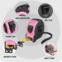 WORKPRO 25FT Pink Tape Measure, 1/8 Fractions Easy Read Measuring Tape, Retractable Nylon Coating Measurement Tape Accuracy 1/32, Magnetic Hook, Belt Clip, Rubber Protective Casing - Pink Ribbon