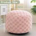 HIGOGOGO Round Stuffed Pouf Ottoman, Plaid Poufs with Foam Chunk Filling, Fluffy and Furry Pouf Foot Stool Storage Ottoman, 26 X 18 Floor Poufs Foot Rest for Living Room, Pink