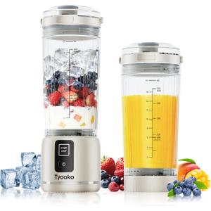 Portable Blender for Smoothies and Shakes, 18oz Rechargeable Electric Personal Juicer Cup with Dual Mode, 6 Sharp Blade Drink Mixer Bottle with Leakproof-Lid & Sip Spout for Kitchen/Travel/Gym (White)