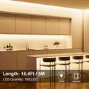 echosari Strip Lights Battery Operated, 16.5Ft 150 LED 2835 SMD Closet Strip Lights with Remote for Bedroom, Kitchen, Cabinet Dcor (Warm White)