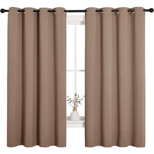 NICETOWN Blackout Window Curtains and Drapes for Kitchen, Window Treatment Thermal Insulated Solid Grommet Blackout Drapery Panels (Set of 2, 55 by 68 inches, Cappuccino)