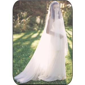 HEREAD 2 Tiers Bridal Wedding Veil 118" Long 118" Width Cathedral Length Bride Tulle Hair Accessoies with Comb and Cute Edge