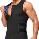 Junlan Sauna Suit for Men 2 in 1 Waist Trainer Sauna Shirt for Men Sweat Band for Stomach (Blue, X-Large)