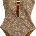 WDIRARA Women's One Piece Cutout Swimsuit High Cut Bathing Suit Spaghetti Strap Vacation Swimwear (Brown, XS)