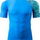 HUGE SPORTS Men's Splice UV Sun Protection UPF 50+ Skins Rash Guard Short Sleeves (Blue Digital,S)