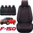 Aierxuan Car Seat Covers Front Set with Waterproof Leather Automotive Vehicle Cushion for Cars SUV Pickup Truck Fit for 2009 to 2025 Ford F150 Carhartt and 2017 to 2025 F250 F350 F450 (Black-Red)