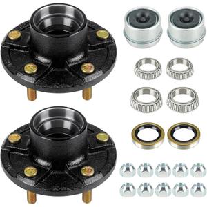 Youxmoto 5 on 5 Trailer Idler Hub kit, 5-Hole, 5" Bolt Circle Idler Hub for 3,500 lb. Axles, Replacement Trailer Brake Hub Drum Assembly for Rvs; (for L68149 and for L44649 Cone Bearings), Set of 2