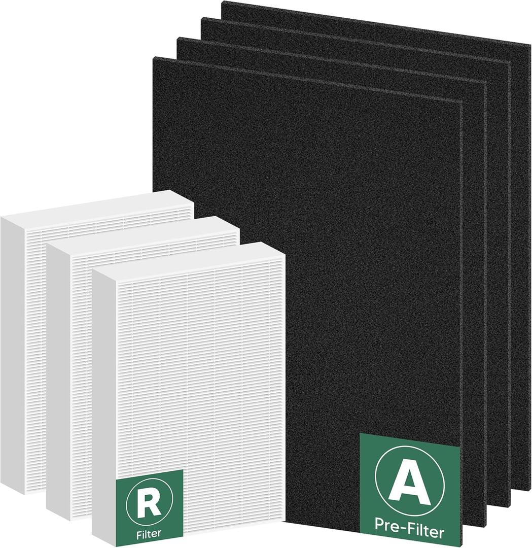 Improvedhand HPA300 HEPA Filter Replacement for Honeywell Air Purifier HPA304 HPA3300b HPA5300 HPA5350 HPA8350 HPA300VP, Compared to HRF-R3 (3 True HEPA R Filters and 4 A Pre-Cut Carbon Pre-Filters) (7 Count (Pack of 1))