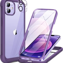 Miracase Glass Series for iPhone 12/12 Pro Case 6.1 inch, Upgraded Full-Body Rugged Phone Bumper Case Cover with Built-in 9H Tempered Glass Screen Protector and Camera Protector, Purple