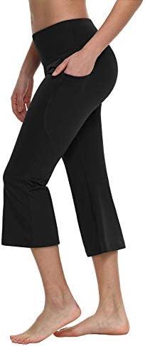 baleaf Women Flare Capri Leggings with Pockets Yoga Pants Bootcut Casual Cotton Work Summer Lounge Size 3XL