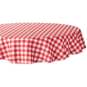 DII Red Check Outdoor Tabletop Collection, Stain Resistant & Waterproof, 60" Round Tablecloth, Check