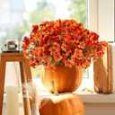 Artificial Fall Flowers Faux Mums for Outdoor Indoor Garden Home Decoration,12 Bundles Faux Silk Daisy UV Resistant Look Real No Fade for Front Door Porch Patio Yard Balcony Autumn Decor