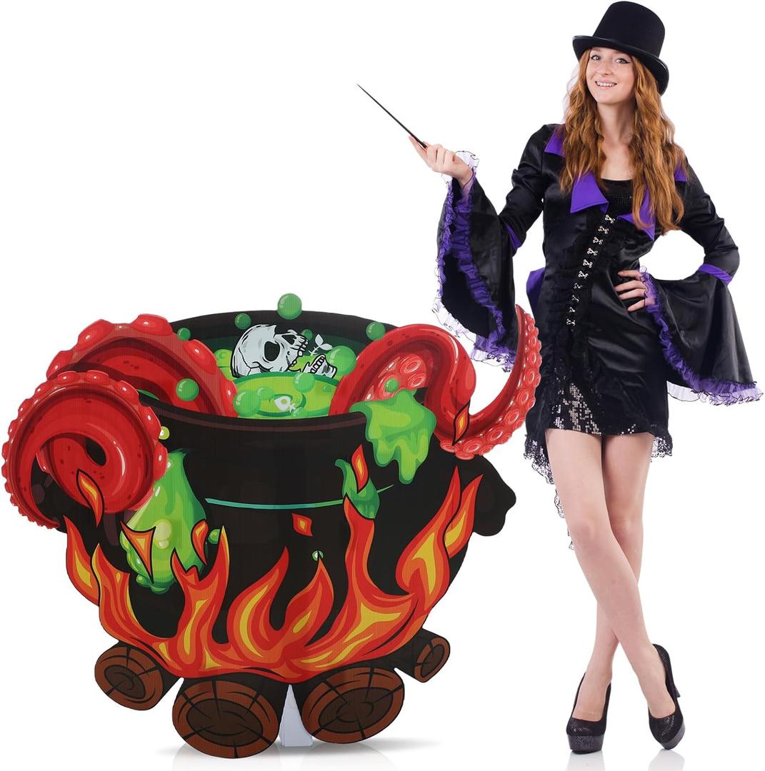 Bucherry 40" Vintage Witch Cauldron Cardboard Cutout Stand-up Life Size Vintage Halloween Party Decorations Spooky Mystic Witch Potion Cauldron Backdrop Photo Prop Stand up Cutout for Halloween Decor Bucherry 40" Vintage Witch Cauldron Cardboard Cutout Stand-up Life Size Vintage Halloween Party Decorations Spooky Mystic Witch Potion Cauldron Backdrop Photo Prop Stand up Cutout for Halloween Decor