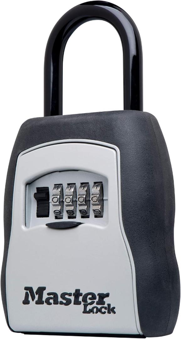 Master Lock Key Lock Box for House Keys Outdoor Portable Combination Lockbox with Resettable 4 Digit Code, Weather Resistant Durable Metal Body, Holds 5 Keys, 5400EC Black