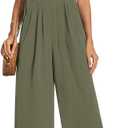 Anyally Women's Casual Jumpsuits Sleeveless Wide Leg Overalls Adjustable Romper with Pockets 2026 Summer Trendy Outfits (Green, XXL)