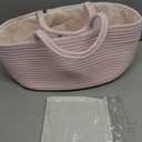 COMSE Large Baby Diaper Caddy Organizer for Girl Boy, Car Caddy with Handles, Cotton Rope Basket for Changing Table, Nursery Organizer, Gift for Baby Shower and Registry Must Have, Light pink