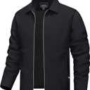 TACVASEN Mens Lightweight Windbreaker Full Zip Up Laydown Collar Jackets Light Casual Coat with Zip Pockets XL