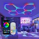 RGB Hexagon Lights, 24 Pack Aluminum LED Garage Ceiling Light with App & Remote Control, 356 Colors Mode/Music Sync, Modular DIY Lighting for Gaming Room, Bedroom, Garage, Streaming Setup