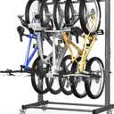 Freestanding Bike Rack with Wheels, Vertical Bike Storage Stand | Garage Bicycle Organizer Holds Up to 5 Bikes, Heavy-Duty Steel Bike Rack