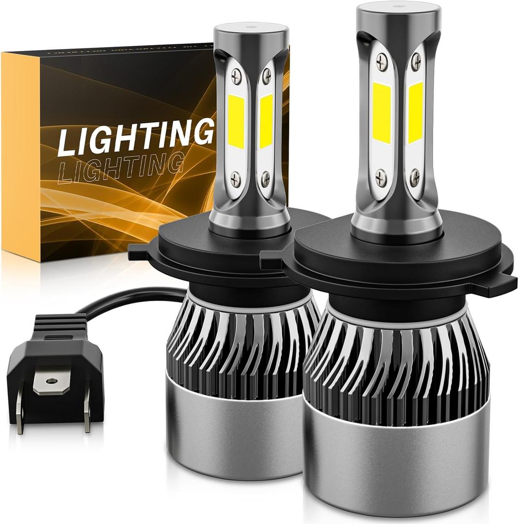 // Bulbs High and Low Beam 6500K Cool White, 60000LM 900% Brighter, Backup Plug & Play IP68 Waterproof Replacement Off-Road Lights, Pack of 2