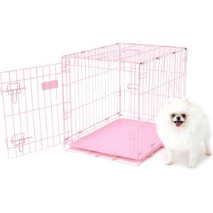 Carlson Pink Secure and Compact Single Door Metal Dog Crate, Small
