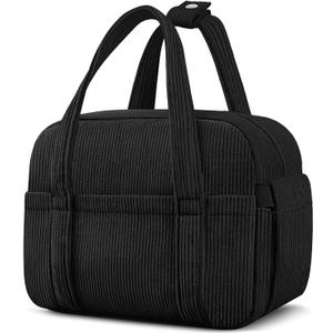 Corduroy Lunch Box Lunch Bag for Women Men, Cute Strawberry Small Insulated Reusable Work Leakproof Simple Lunch Boxes Tote Bag Adults Cooler Bag