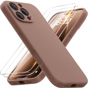 FlyReal Magnetic for iPhone 16 Pro Case, Compatible with MagSafe, (Integrated Silicone Camera Control Button) (Camera Protection) + Screen Protectors, Microfiber Lining Case 6.3", Light Brown